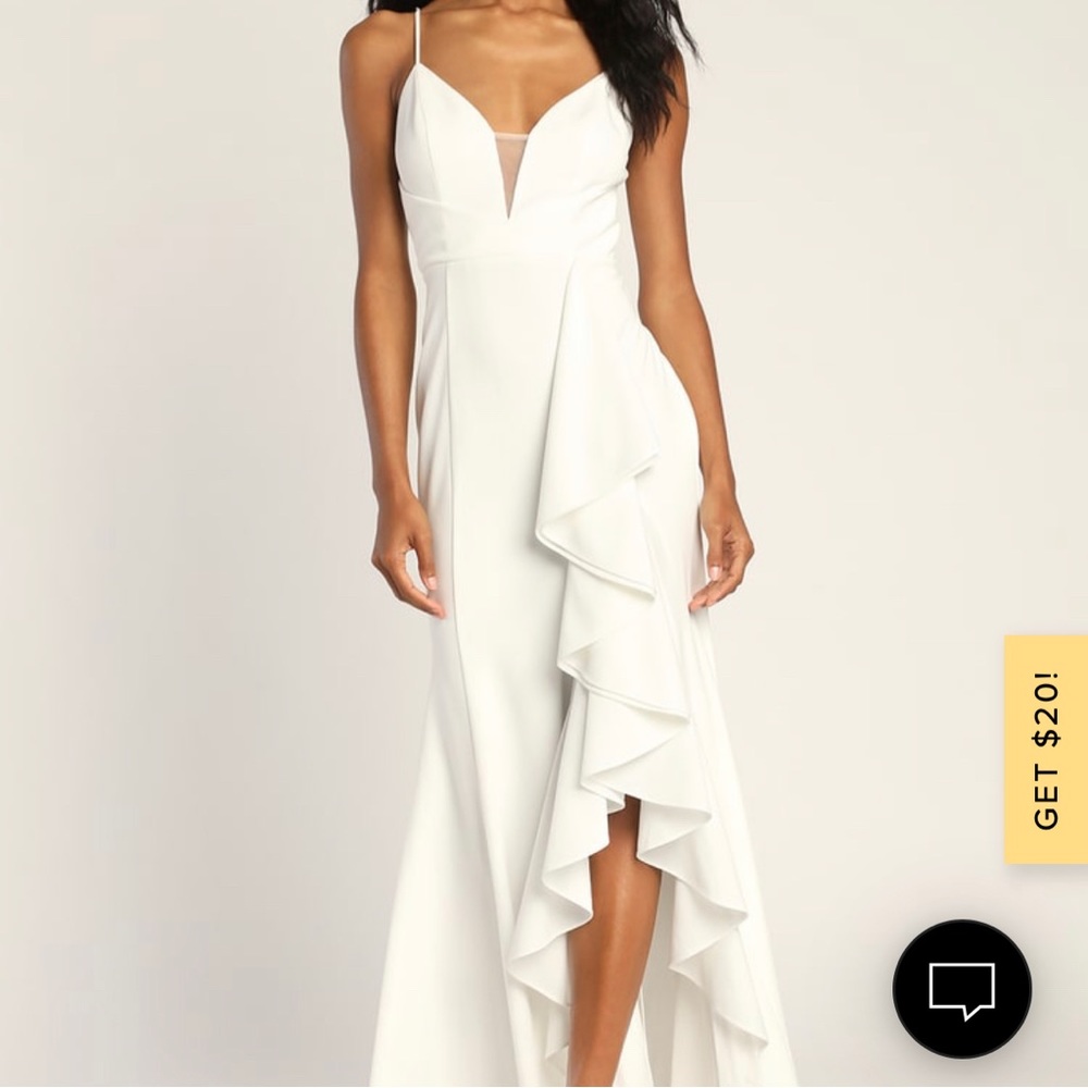 New Lulus Endless Admiration Ruffle Maxi Dress in white! Only tried it on once!